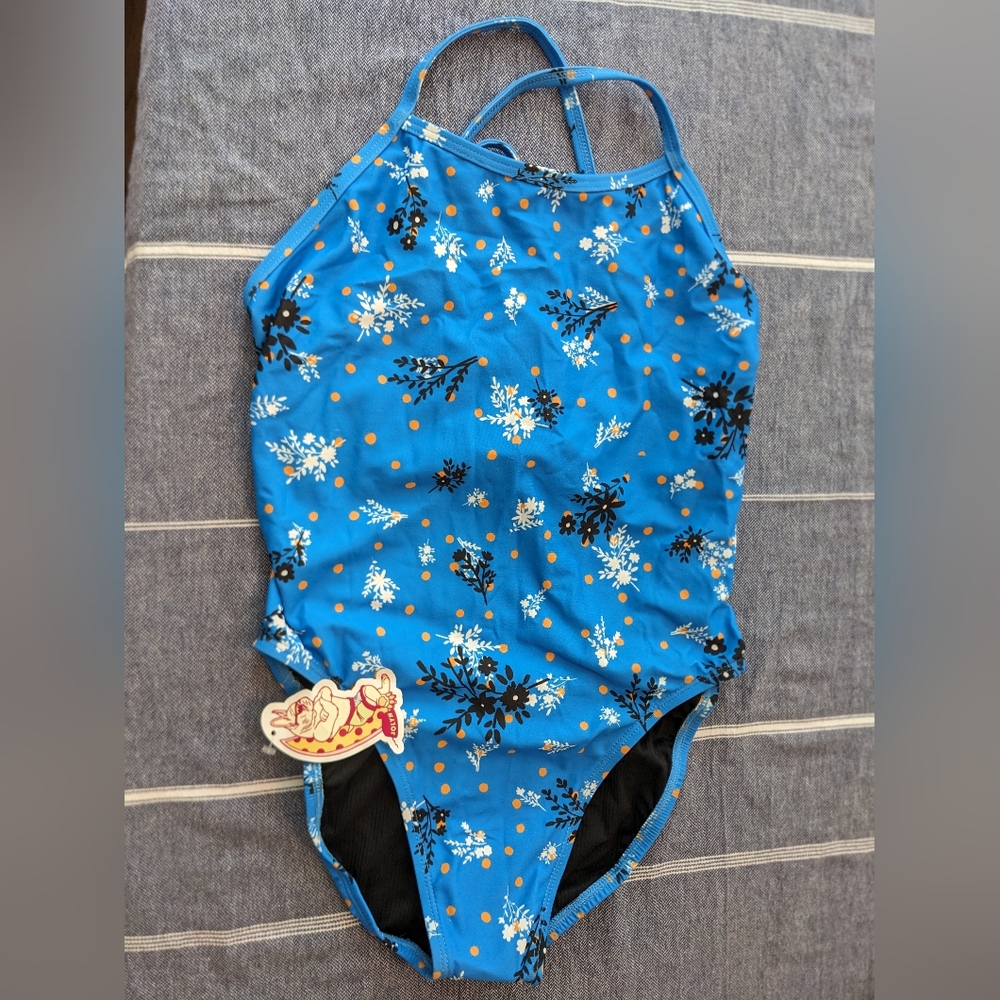 Jolyn swimsuit style Jackson size 30 tieback NEW blue pattern Dotsies NEW